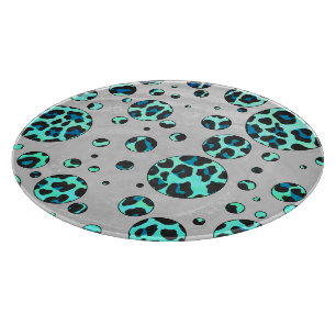 Leopard Black and Teal Print Cutting Board