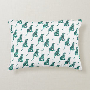 Leopard Black and Teal Print Decorative Cushion