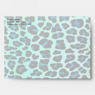 Leopard Black and Teal Print Envelope
