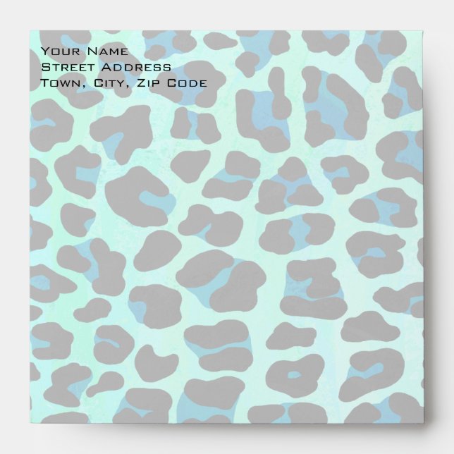 Leopard Black and Teal Print Envelopes (Front)