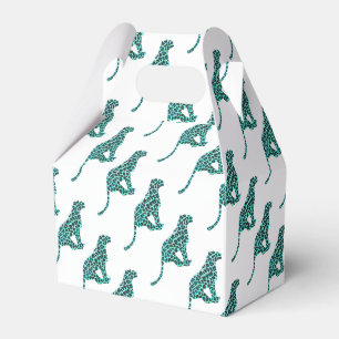 Leopard Black and Teal Print Favour Box