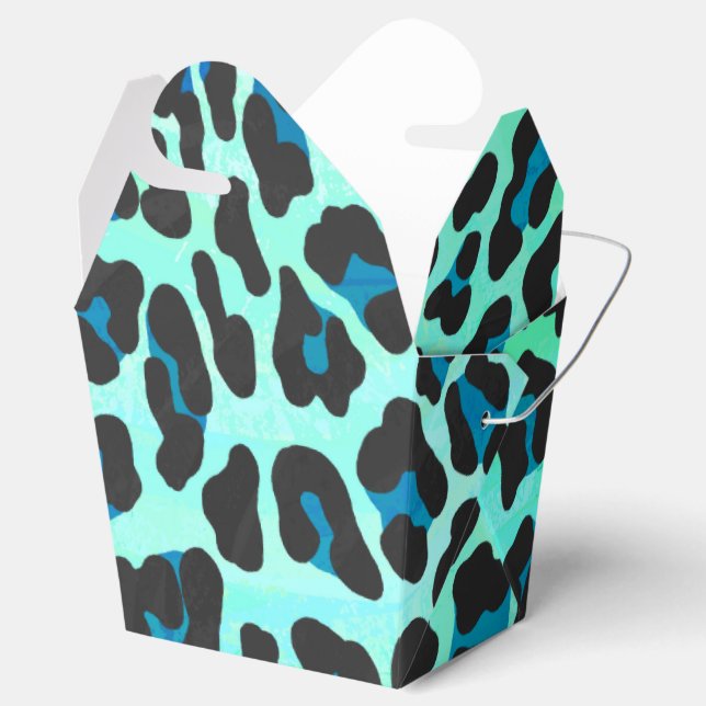Leopard Black and Teal Print Favour Box (Opened)