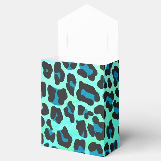 Leopard Black and Teal Print Favour Box (Opened)