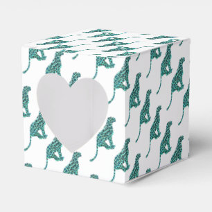 Leopard Black and Teal Print Favour Box