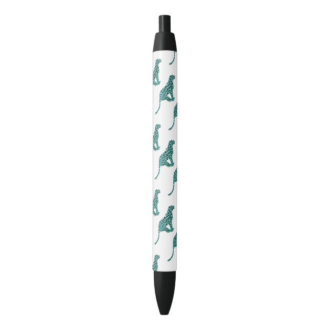 Leopard Black and Teal Print Ink Pen (Front Vertical)