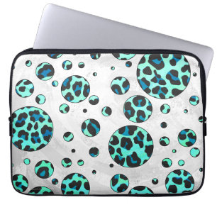 Leopard Black and Teal Print Laptop Sleeve