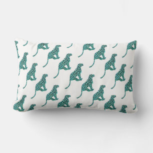 Leopard Black and Teal Print Lumbar Cushion