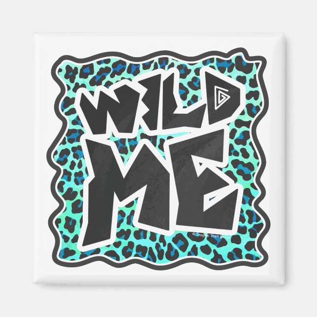 Leopard Black and Teal Print Magnet (Front)