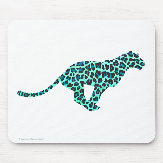 Leopard Black and Teal Print Mouse Pad (Front)