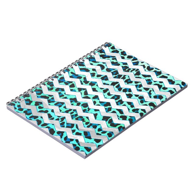 Leopard Black and Teal Print Notebook (Left Side)