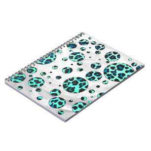 Leopard Black and Teal Print Notebook