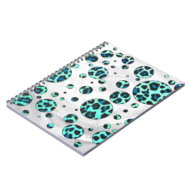 Leopard Black and Teal Print Notebook (Left Side)