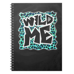 Leopard Black and Teal Print Notebook