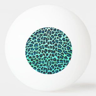 Leopard Black and Teal Print Ping Pong Ball
