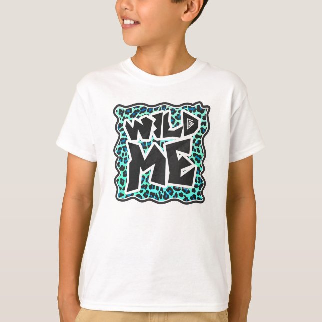 Leopard Black and Teal Print T-Shirt (Front)