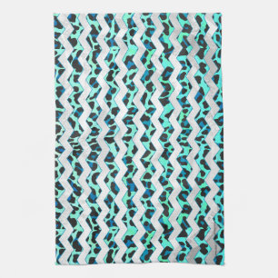Leopard Black and Teal Print Tea Towel