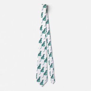 Leopard Black and Teal Print Tie