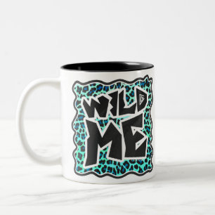 Leopard Black and Teal Print Two-Tone Coffee Mug