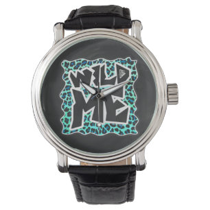 Leopard Black and Teal Print Watch