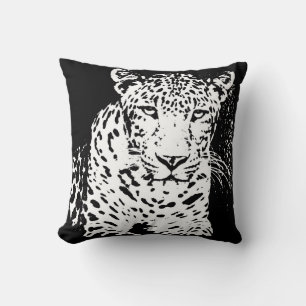 Leopard Black And White Portrait Pillow