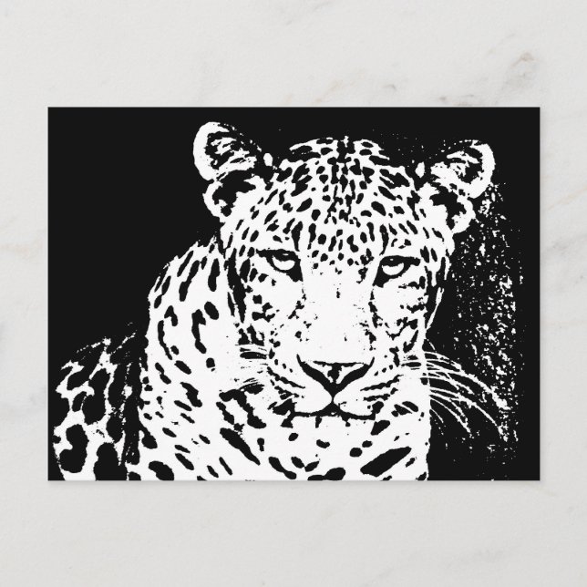 Leopard Black And White Portrait Postcards (Front)