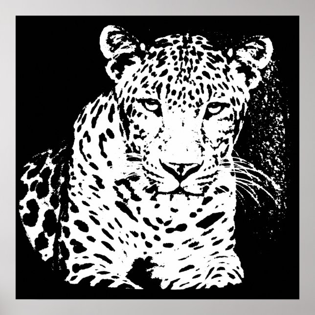 Leopard Black And White Portrait Posters (Front)