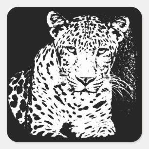 Leopard Black And White Portrait Sticker