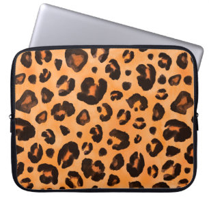 Leopard black yellow orange brown seamless backgro laptop sleeve