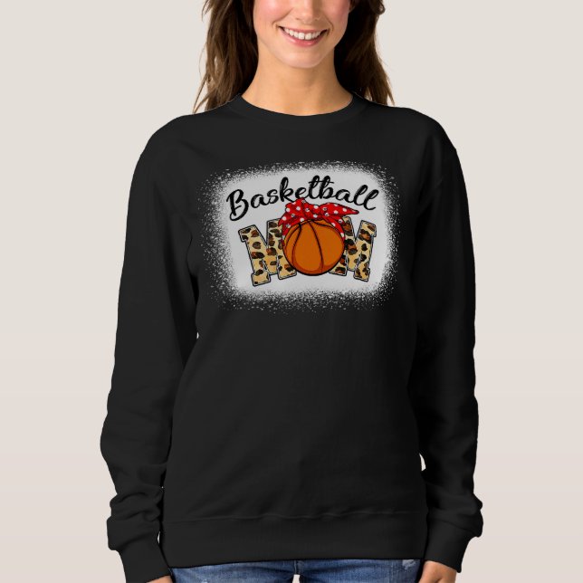 Leopard Bleached Basketball Mum Game Day 1 Sweatshirt (Front)