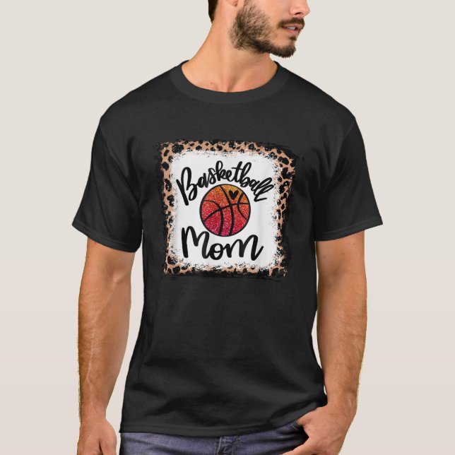 Leopard Bleached Basketball Mum Game Day Gift T-Shirt (Front)