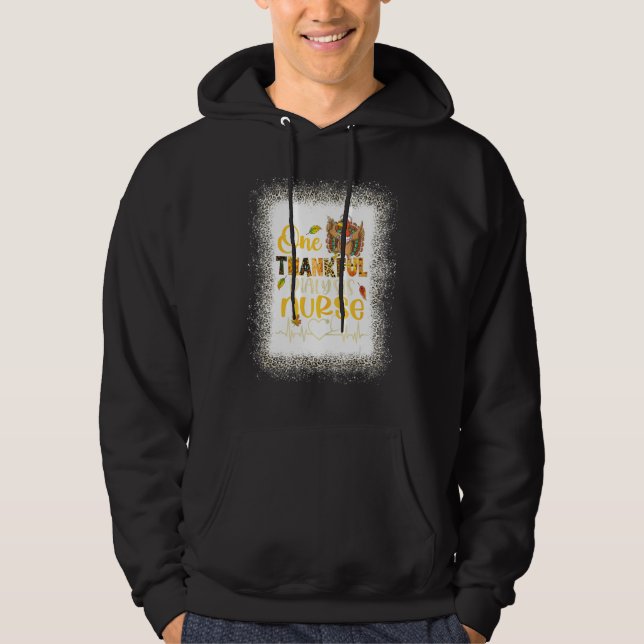 Leopard Bleached One Thankful Dialysis Nurse Turke Hoodie (Front)