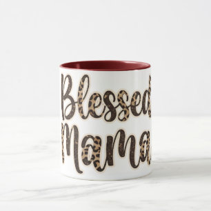 Leopard Blessed Mama Script Women Mug