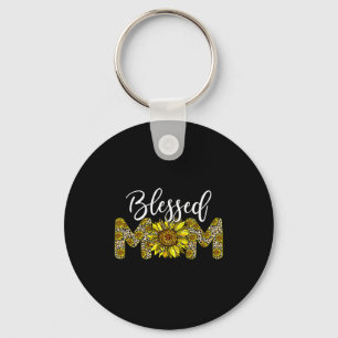 Leopard blessed mom sunflower mom life mother's da key ring