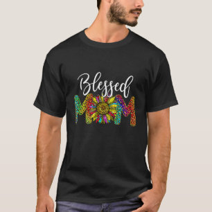 Leopard Blessed Mum Sunflower Tie Dye Mum Life Mot T-Shirt