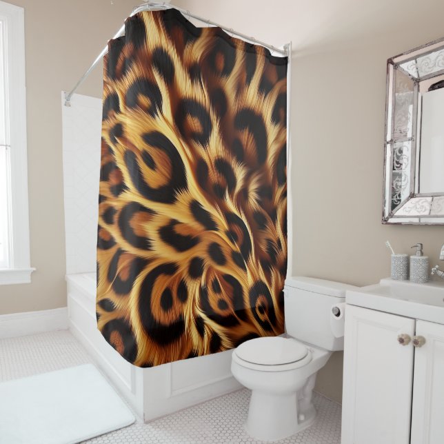 Leopard Bliss: Bold Prints, Cosy Nights Shower Curtain (In Situ)