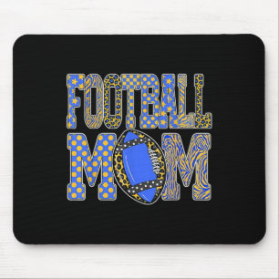 Leopard Blue Gold Checkered Football Touchdown Sea Mouse Pad