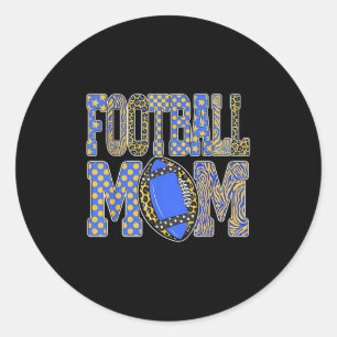 Leopard Blue Gold Chequered Football Touchdown Sea Classic Round Sticker