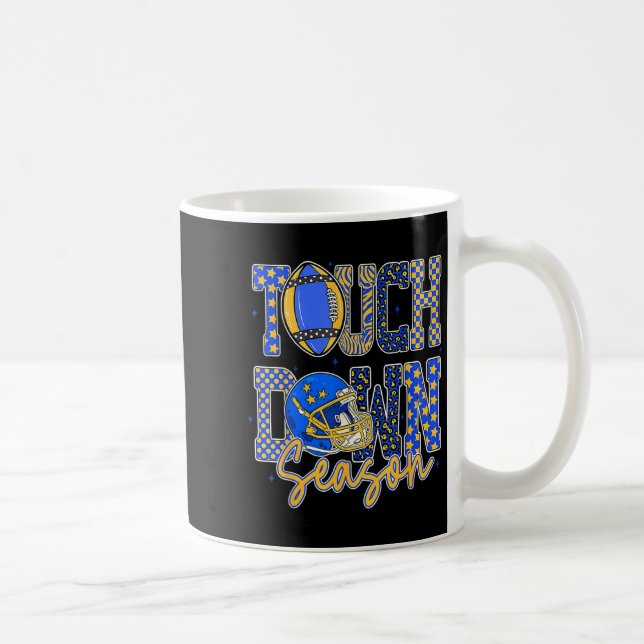 Leopard Blue Gold Chequered Football Touchdown Sea Coffee Mug (Right)