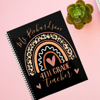 Leopard Bohemian Rainbow Add Grade Teacher Name Pl Planner