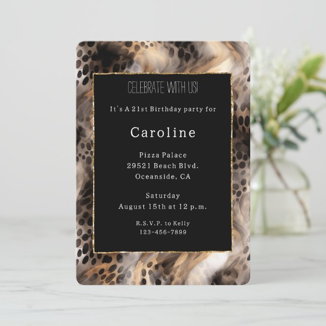 Leopard Bow Animal Print Birthday   Invitation (Standing Front)