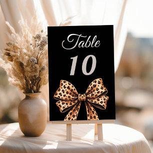Leopard bow black brown table number