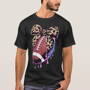 Leopard Bow Football Drip Mum Sister Women Girls T-Shirt