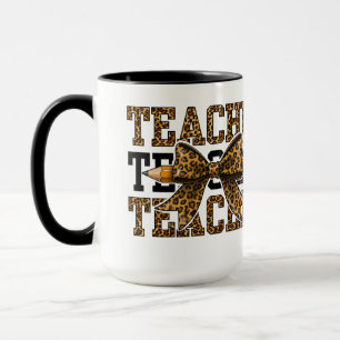 Leopard Bow Teacher School Pencil Cute Classroom  Mug