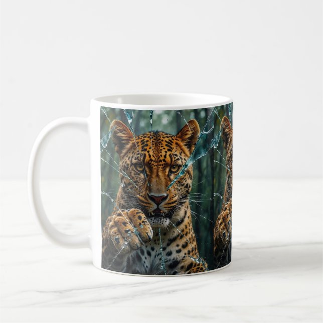 Leopard breaking through  coffee mug (Left)