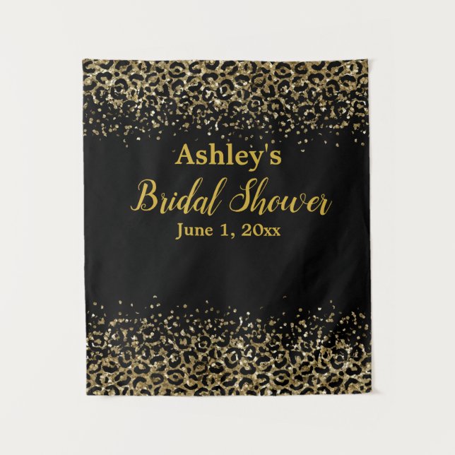 Leopard Bridal Shower Backdrop Photo Booth Prop Tapestry (Front)