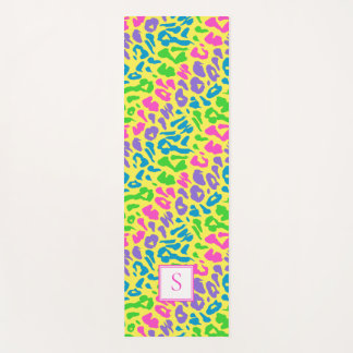 Leopard Bright Neon Monogram Personalised Yoga Mat