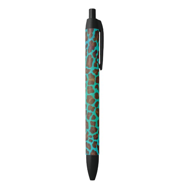 Leopard Brown and Teal Print Black Ink Pen (Bottom (Vertical))
