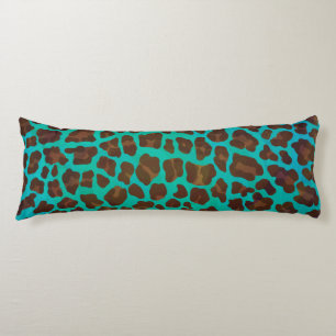 Leopard Brown and Teal Print Body Cushion