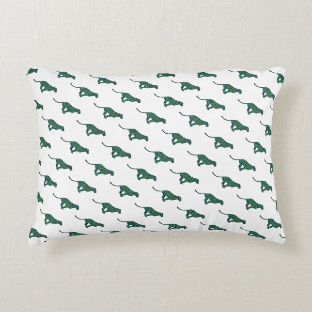 Leopard Brown and Teal Print Decorative Cushion (Front)