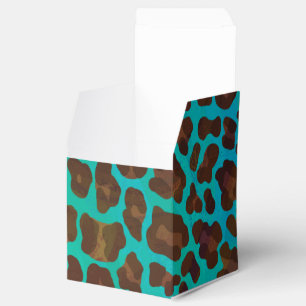 Leopard Brown and Teal Print Favour Box